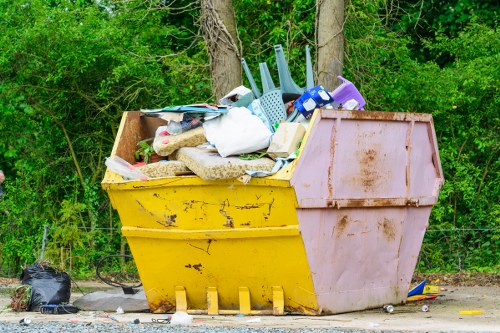 Construction site in Dalston with waste management practices