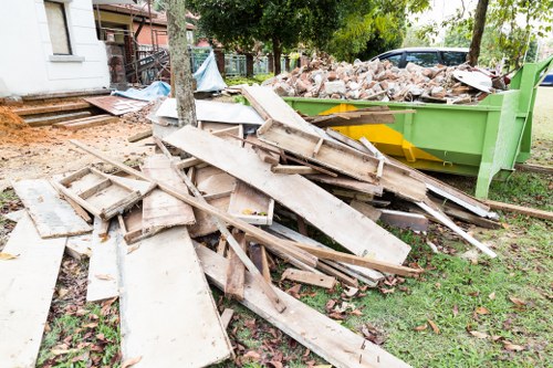 Builders skip placement at a construction site in Dalston