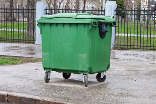 Waste clearance service trucks in Dalston neighborhood