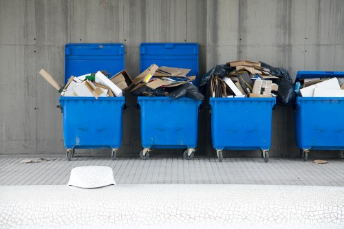 Various recycled materials collected for recycling in Dalston